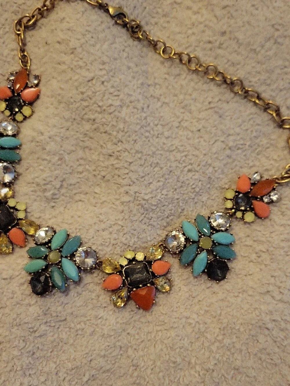 Stella & Dot Multicolor Floral Bib Necklace - Turquoise, Coral, Yellow & Black